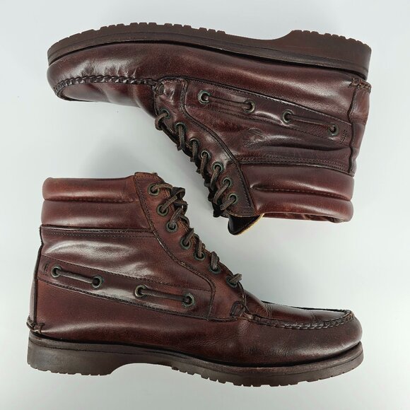 Timberland Vintage Moc Toe Leather Boat Dock Chukka Boots Brown Men\'s Size 8 USA